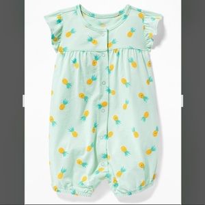 Ruffle-Sleeve Snap-Front One Piece for Baby Girl